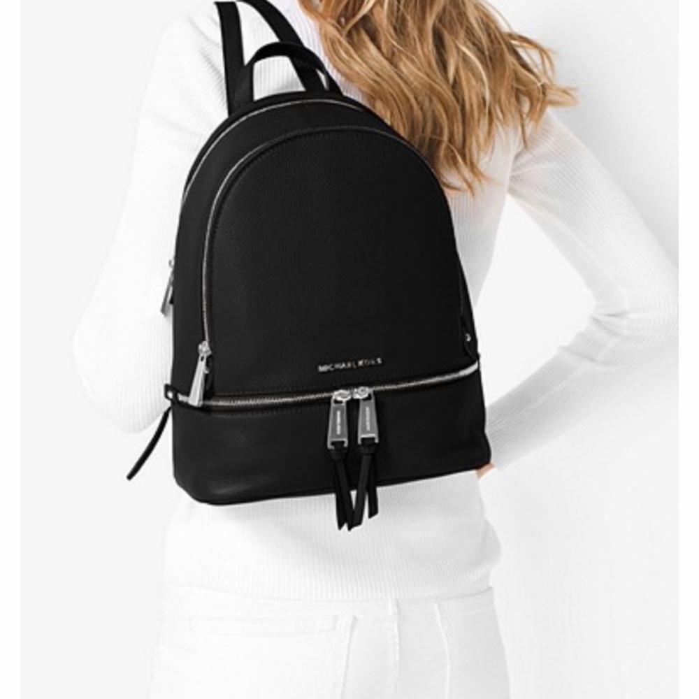 Michael kors black silver rhea backpack
